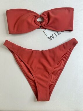Wilo The Label Rust Bandeau Bikini Set Size L NWT